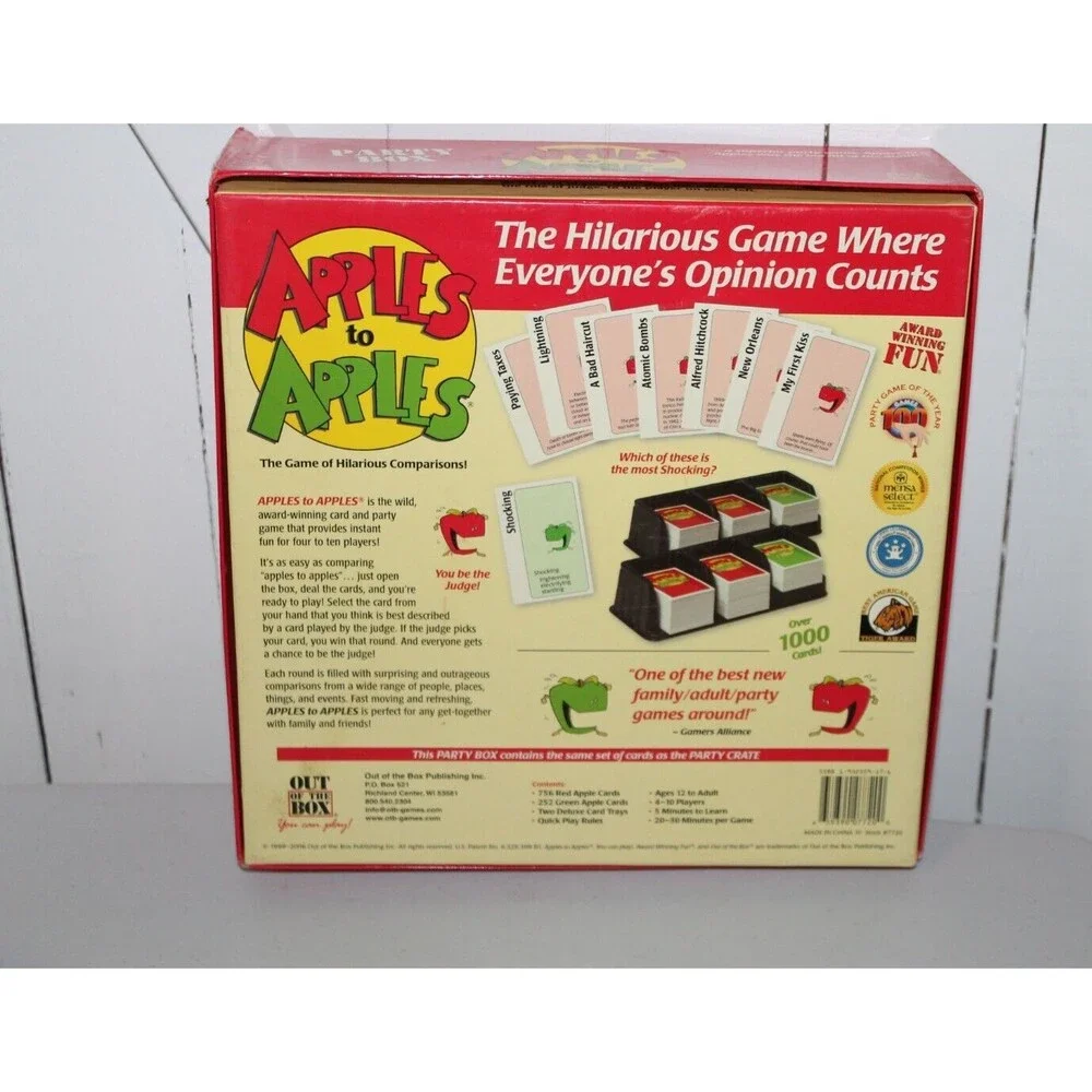 Apples To Apples Party Box Game The Game of Hilarious Comparisons Fun Game 12+